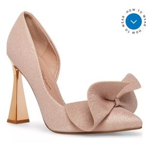 EUC Betsy Johnson Nobble Bow-Embellished Glitter Heels